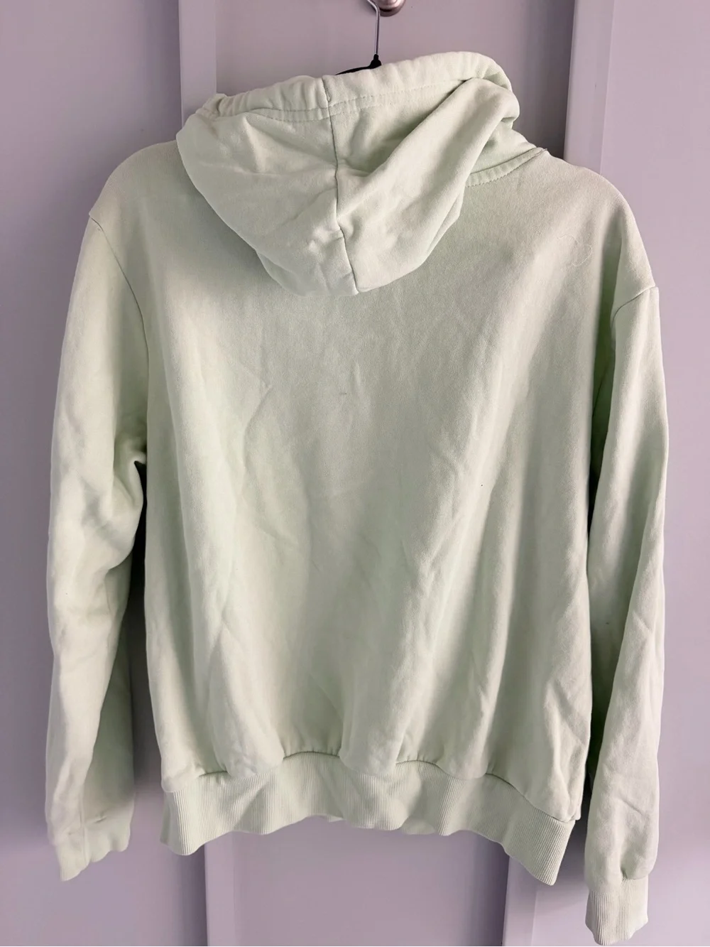 H&M Mint Sage Green Love Embroidered Fleece Hoodie M - Picture 6 of 8